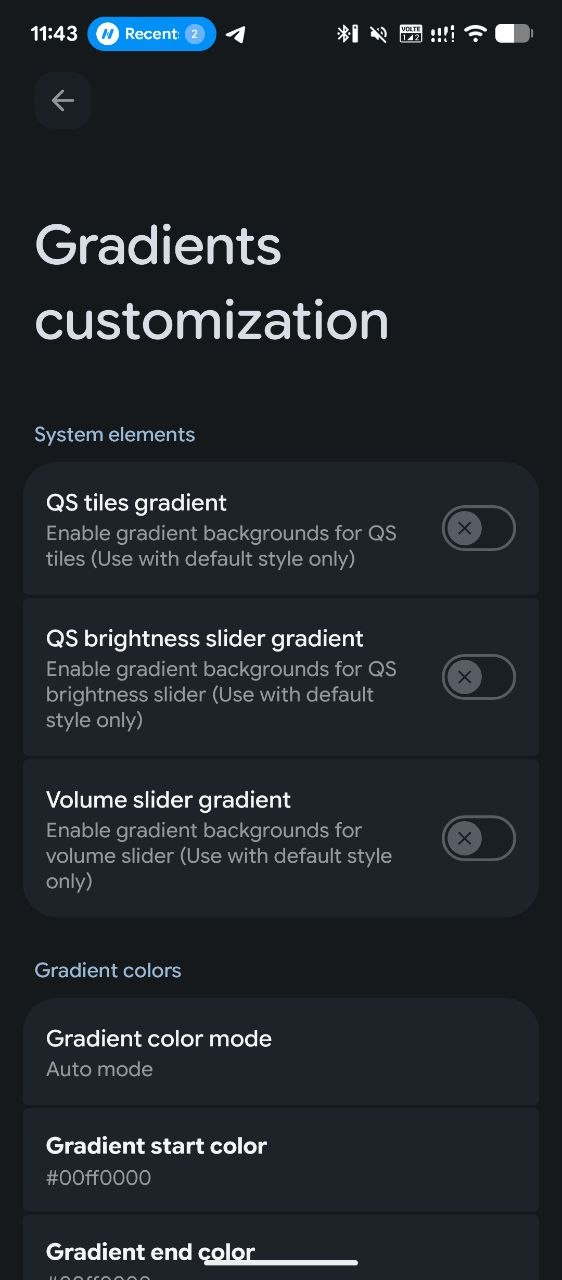 Gradients Customization